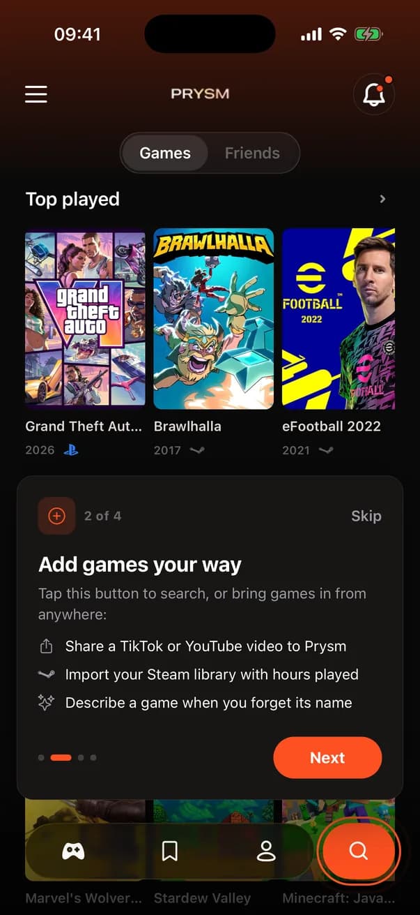Onboarding screen in Prysm